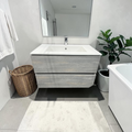 Latitude Run Wall Hung Single Bathroom Gray Vanity With Solid Stone Top