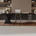 Groove Interior Black Rectangular Solid Wood + Acrylic Desk
