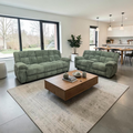 Latitude Run Premium Fabric Reclining Living Room 3-Seater and Loveseat With Middle Console Reclining Sofa Set
