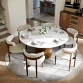 Povison Modern Sintered Stone Round Dining Table with U-shaped Leg, Seats 4 to 6, Kitchen Table for Living Room