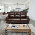 Latitude Run Elegant Modern Overstuffed Manual Premium Genuine Leather Triple Seater Recliner Sofa