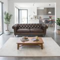 Moe's Home Collection Genuine Leather Rolled Arm Chesterfield Sofa with Reversible Cushions