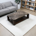 Atrium Coffee Table Brushed Walnut Emperador Marble