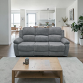 Latitude Run Dark Grey Corduroy 3-Seat Manual Recliner Sofa With Drop-Down Table & Cup Holders