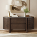Ebern Designs Mavell Modern Oak Wood 2-Drawer Sideboard with Silver Fox Ceramic Top