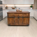 Millwood Pines Dobby 3 Drawer Kitchen Island With 2 Sliding Doors, 2 Mesh Doors On Each Side