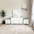 Laurel Foundry Modern Farmhouse Semaj 7 - Drawer Dresser with Flat Mirror and 2pc Nightstand Set