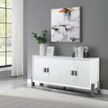 Brayden Studio White Four Door Credenza with Stainless Steel Base