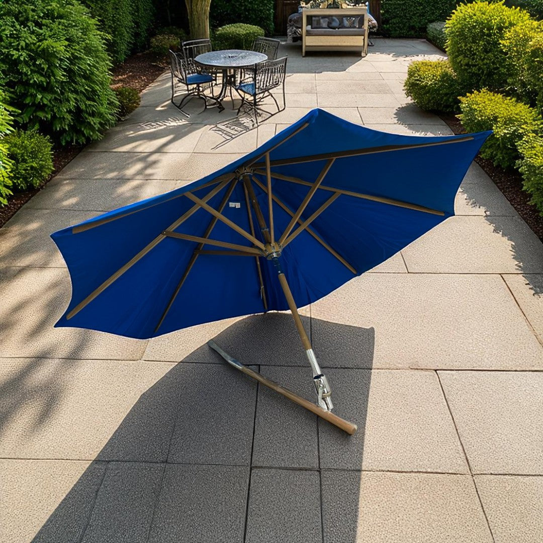 cobalt blue patio umbrellas Galtech Octagonal Teak Patio Umbrella - Open Box 51% Off