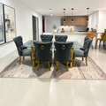 Rosdorf Park Upholstered Dining Table and Chairs Set, Tufted Back Design With Stainless Steel Leg (Set of 6)