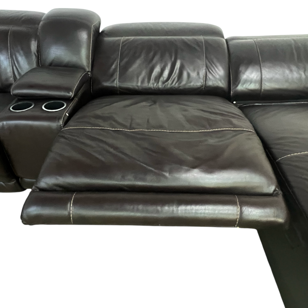 Large Black Leather Sectional Recliner Couch
