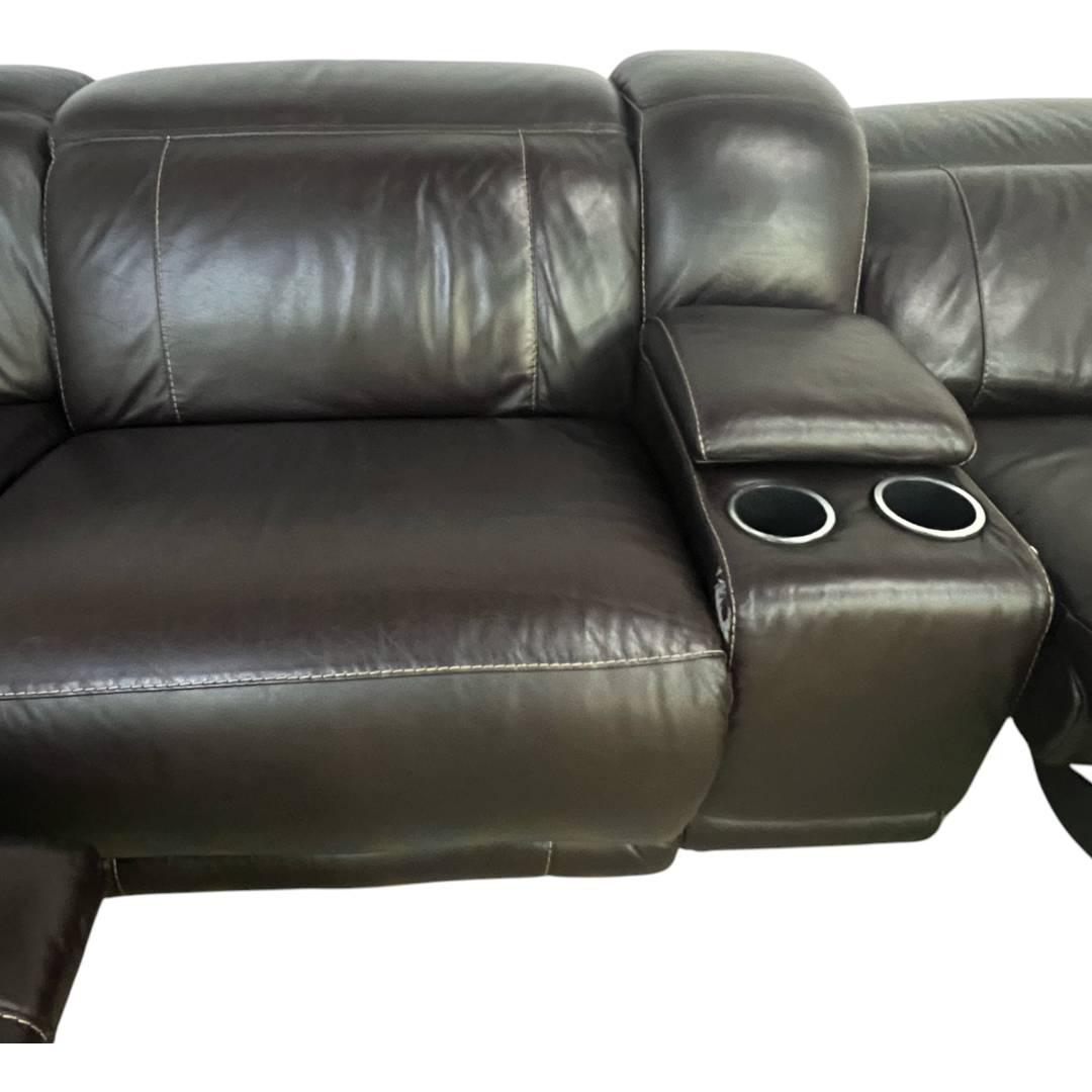 Large Black Leather Sectional Recliner Couch