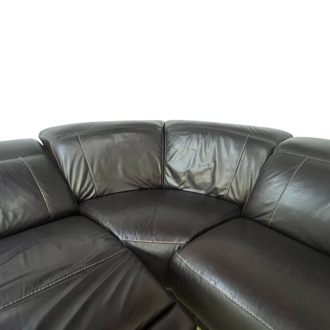 Large Black Leather Sectional Recliner Couch