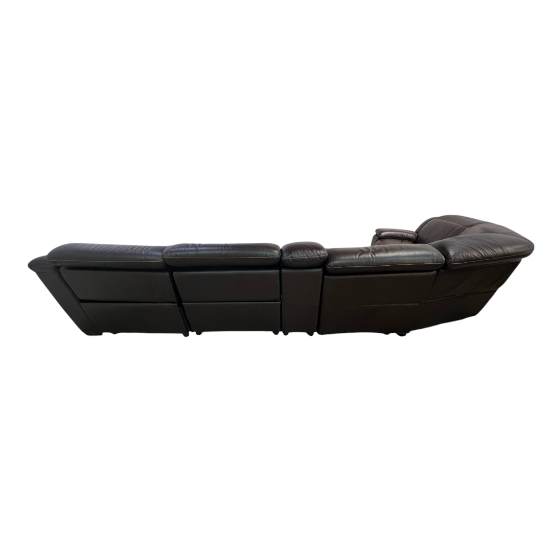 Large Black Leather Sectional Recliner Couch