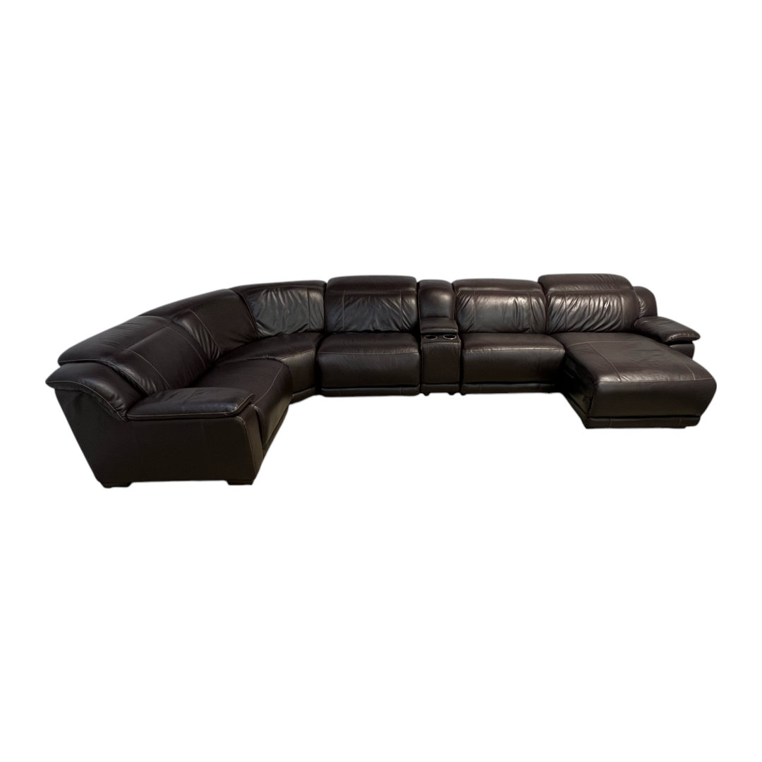 Large Black Leather Sectional Recliner Couch