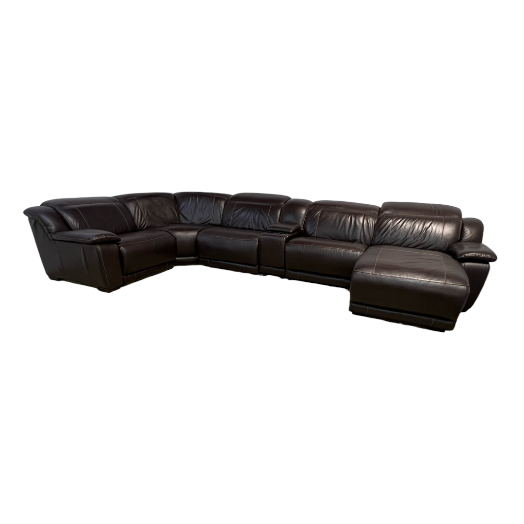 Large Black Leather Sectional Recliner Couch