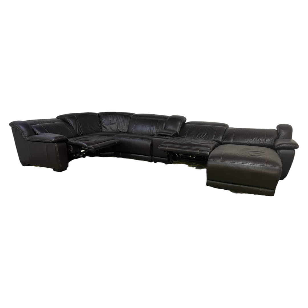 Large Black Leather Sectional Recliner Couch