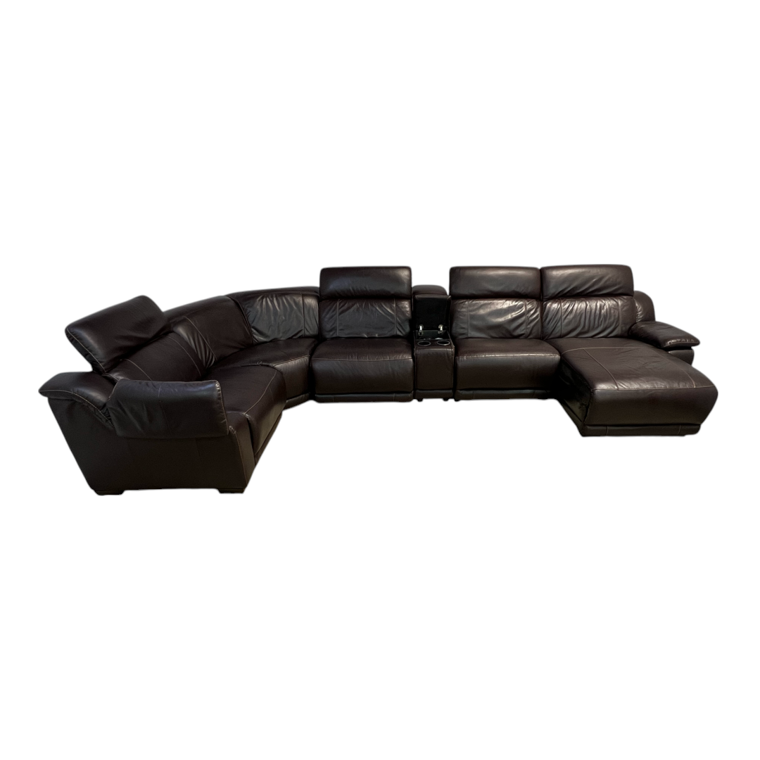 Large Black Leather Sectional Recliner Couch