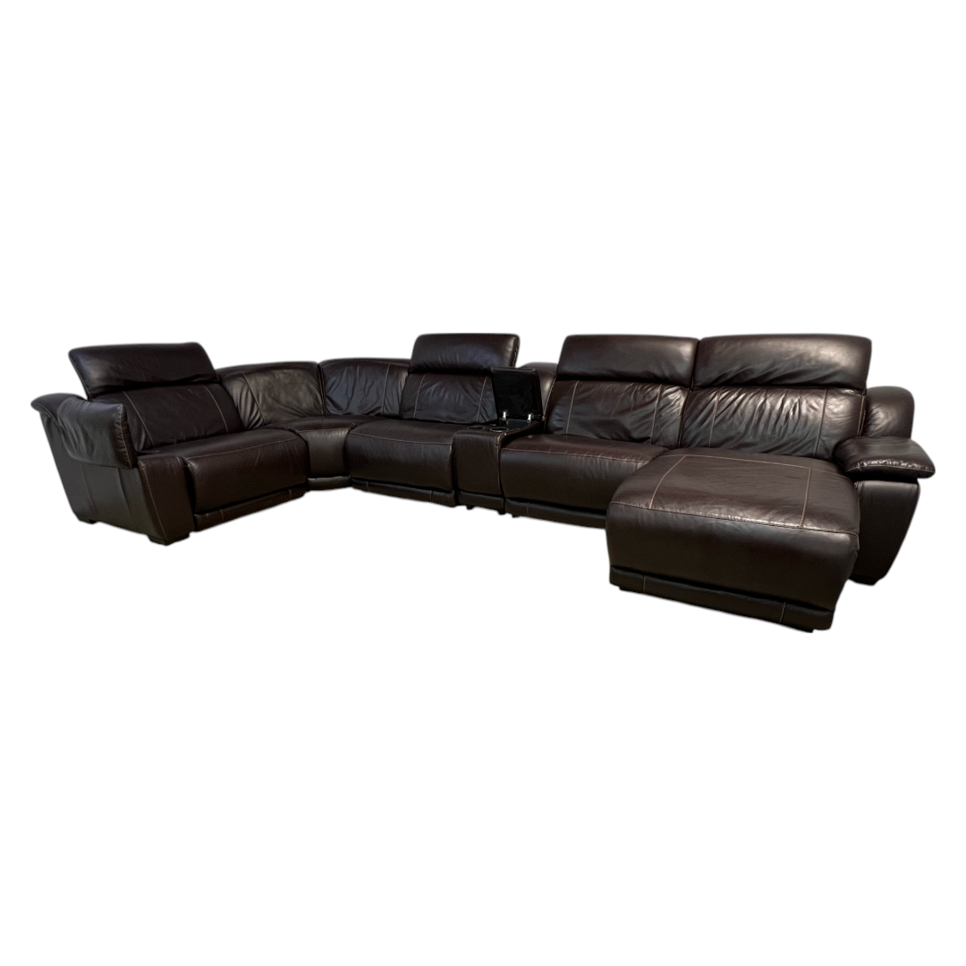Large Black Leather Sectional Recliner Couch