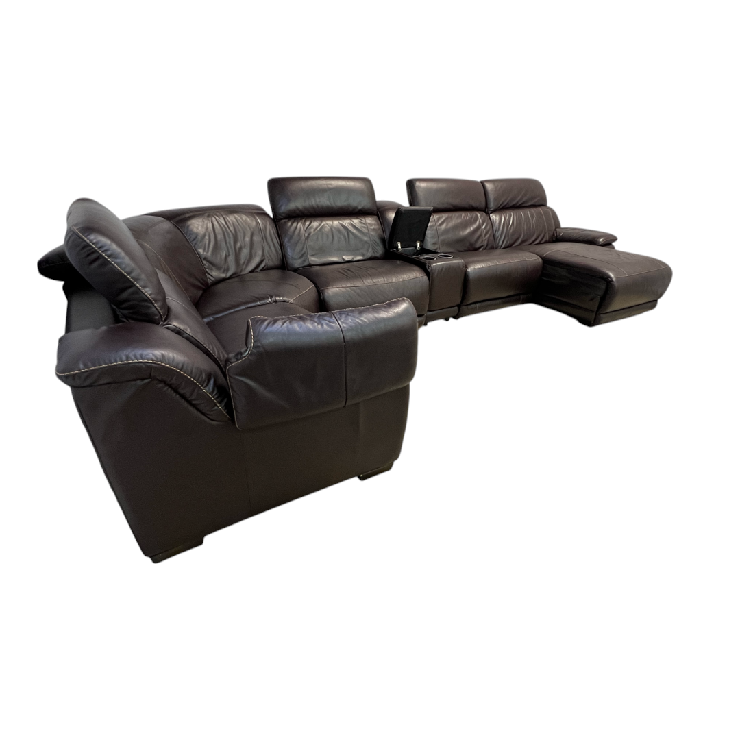 Large Black Leather Sectional Recliner Couch