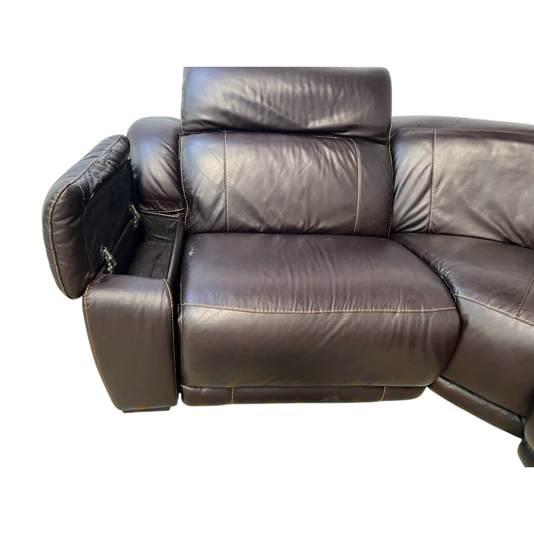 Large Black Leather Sectional Recliner Couch