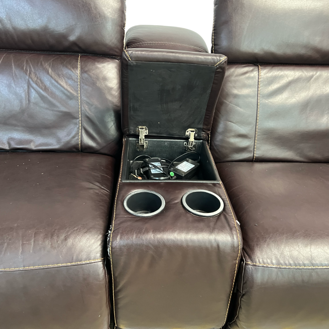 Large Black Leather Sectional Recliner Couch