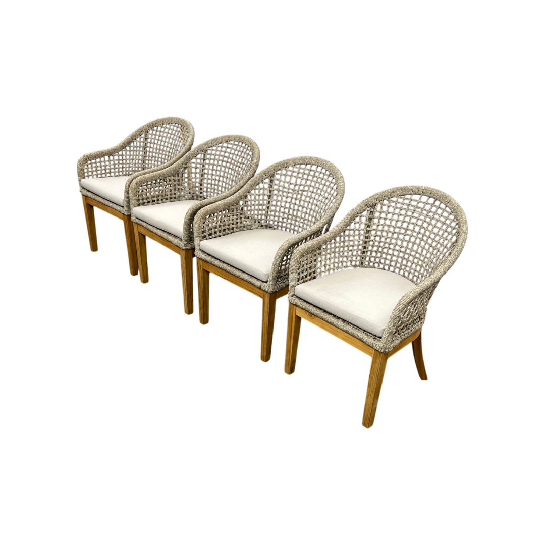 Birch Lane Akiva Patio Dining Armchair with Sunbrella Cushions (Set of 4)