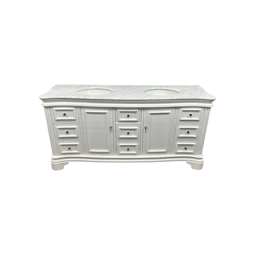 Birch Lane Twain Double Bathroom Vanity Set with White Cabinet and Carrara Marble Countertop