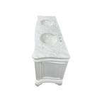 Birch Lane Twain Double Bathroom Vanity Set with White Cabinet and Carrara Marble Countertop