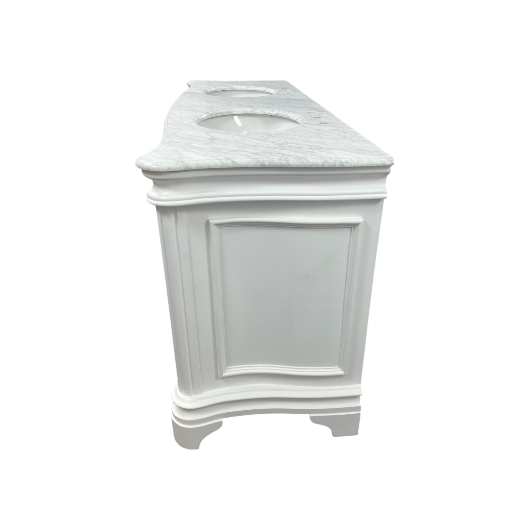 Birch Lane Twain Double Bathroom Vanity Set with White Cabinet and Carrara Marble Countertop