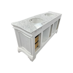 Birch Lane Twain Double Bathroom Vanity Set with White Cabinet and Carrara Marble Countertop