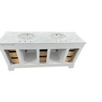 Birch Lane Twain Double Bathroom Vanity Set with White Cabinet and Carrara Marble Countertop