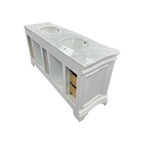 Birch Lane Twain Double Bathroom Vanity Set with White Cabinet and Carrara Marble Countertop