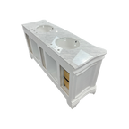 Birch Lane Twain Double Bathroom Vanity Set with White Cabinet and Carrara Marble Countertop