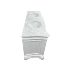 Birch Lane Twain Double Bathroom Vanity Set with White Cabinet and Carrara Marble Countertop