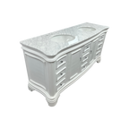 Birch Lane Twain Double Bathroom Vanity Set with White Cabinet and Carrara Marble Countertop