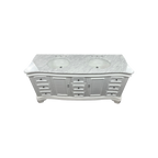 Birch Lane Twain Double Bathroom Vanity Set with White Cabinet and Carrara Marble Countertop