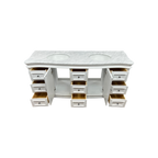 Birch Lane Twain Double Bathroom Vanity Set with White Cabinet and Carrara Marble Countertop