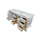 Birch Lane Twain Double Bathroom Vanity Set with White Cabinet and Carrara Marble Countertop