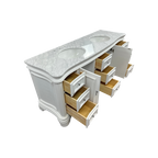 Birch Lane Twain Double Bathroom Vanity Set with White Cabinet and Carrara Marble Countertop