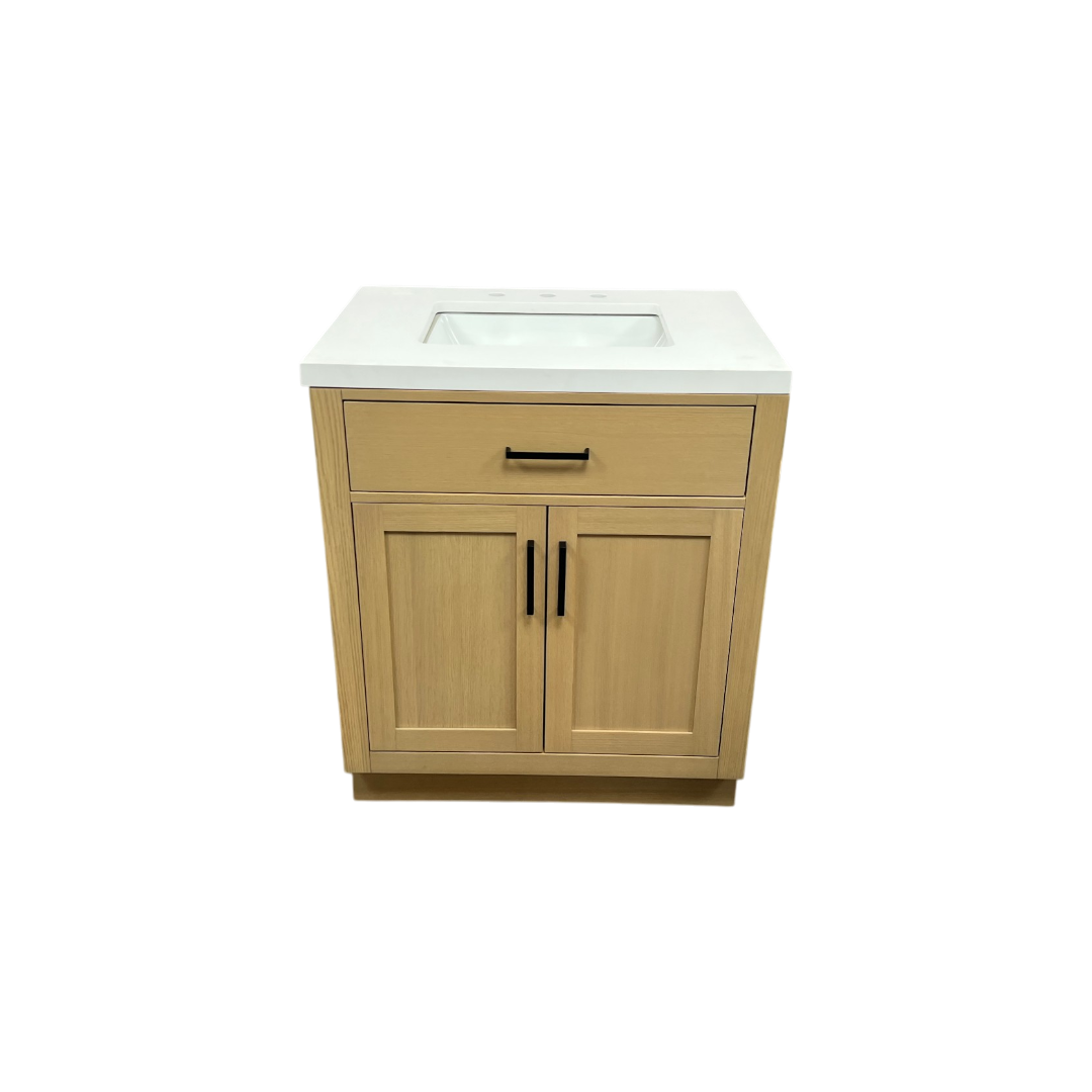 Hokku Designs  Thornaby Solid Wood Single Bathroom Vanity with Quartz Top