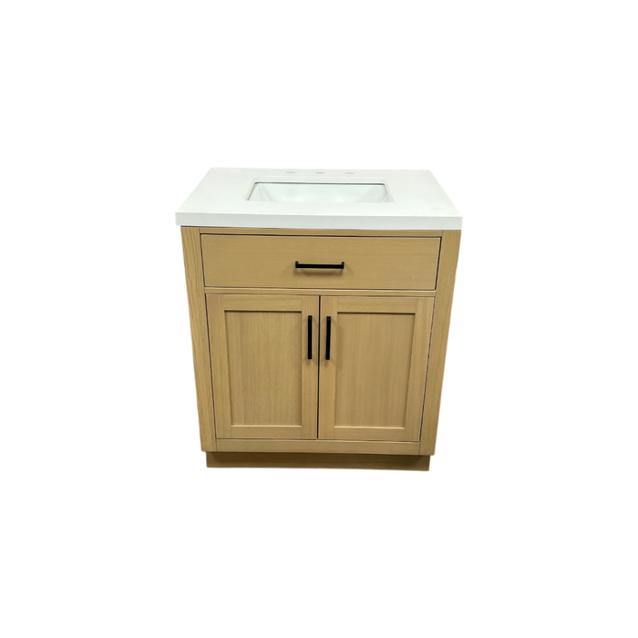 Hokku Designs  Thornaby Solid Wood Single Bathroom Vanity with Quartz Top, image 2