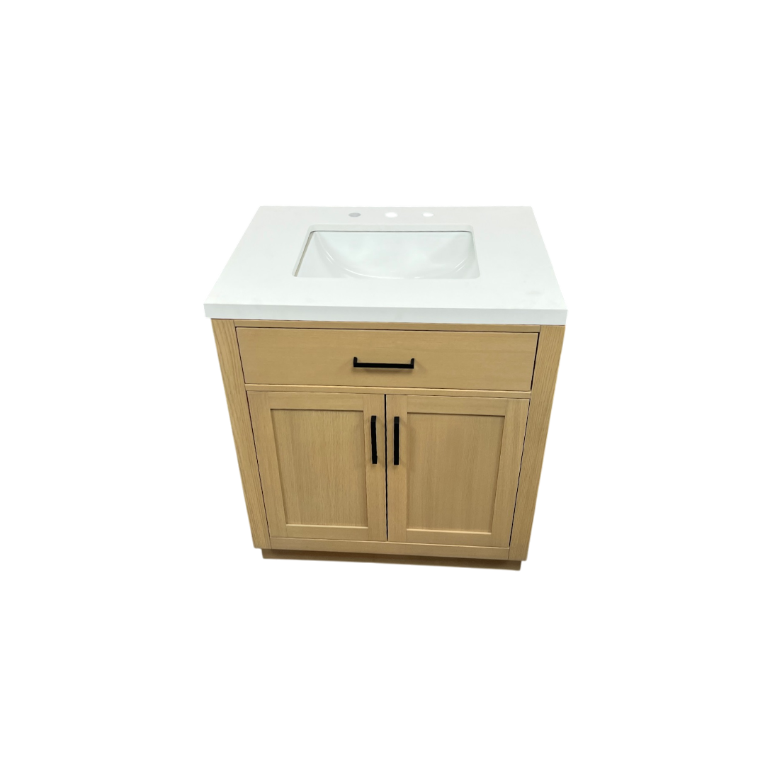 Hokku Designs  Thornaby Solid Wood Single Bathroom Vanity with Quartz Top