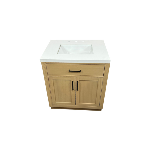 Hokku Designs  Thornaby Solid Wood Single Bathroom Vanity with Quartz Top, image 3