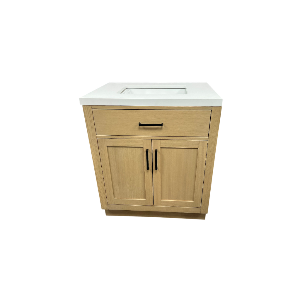 Hokku Designs  Thornaby Solid Wood Single Bathroom Vanity with Quartz Top