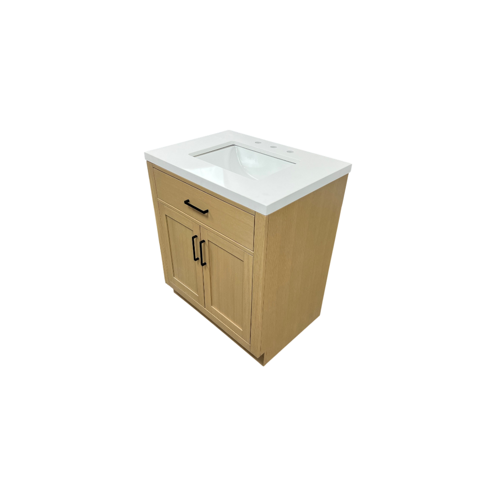 Hokku Designs  Thornaby Solid Wood Single Bathroom Vanity with Quartz Top