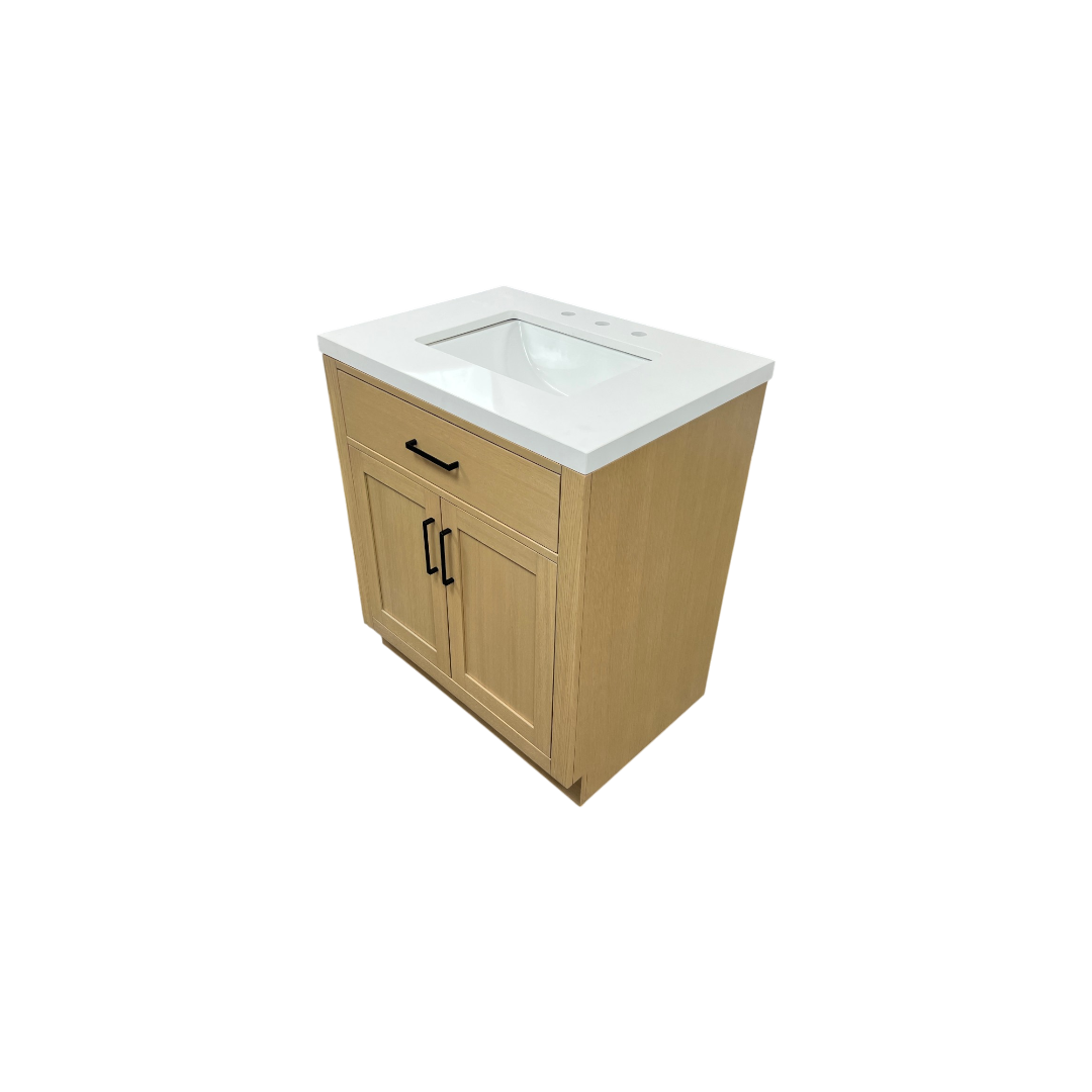 Hokku Designs  Thornaby Solid Wood Single Bathroom Vanity with Quartz Top