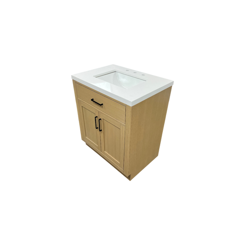 Hokku Designs  Thornaby Solid Wood Single Bathroom Vanity with Quartz Top, image 5