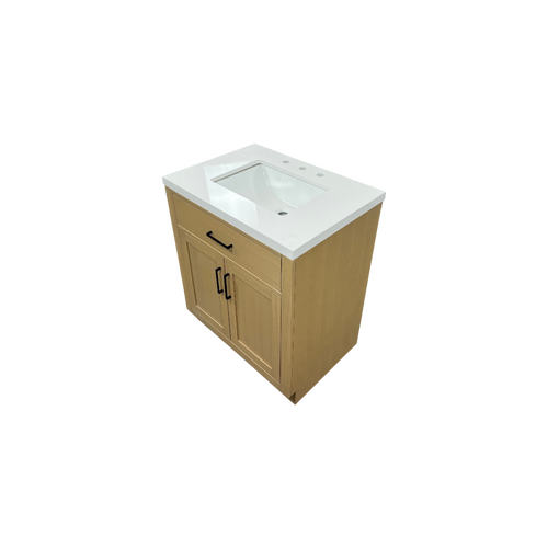 Hokku Designs  Thornaby Solid Wood Single Bathroom Vanity with Quartz Top, image 6