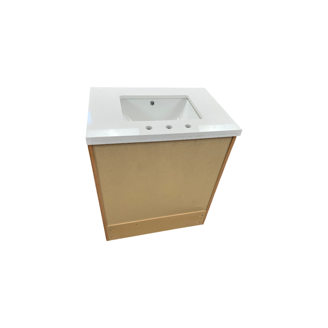 Hokku Designs  Thornaby Solid Wood Single Bathroom Vanity with Quartz Top